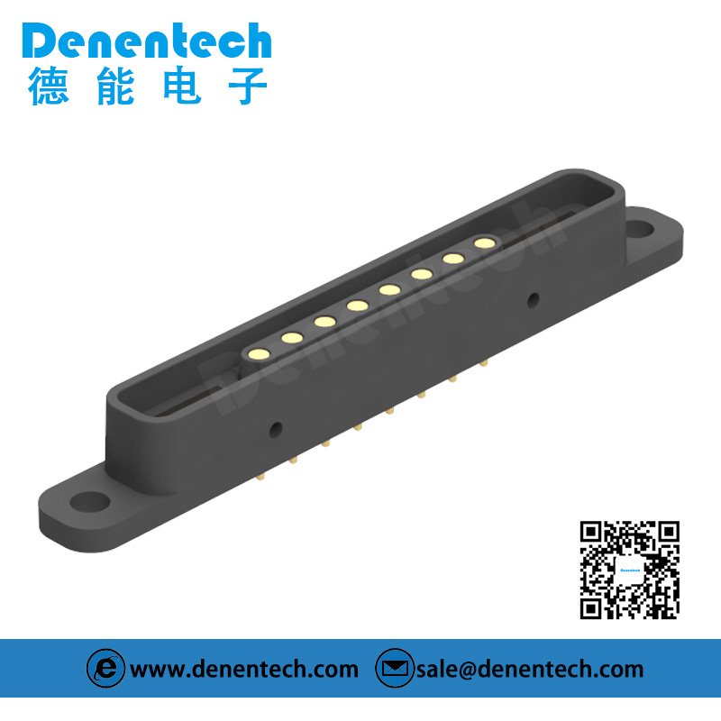 Denentech Hot sale Rectangular magnetic pogo pin 8P straight female magnetic pogo pin connector 3a